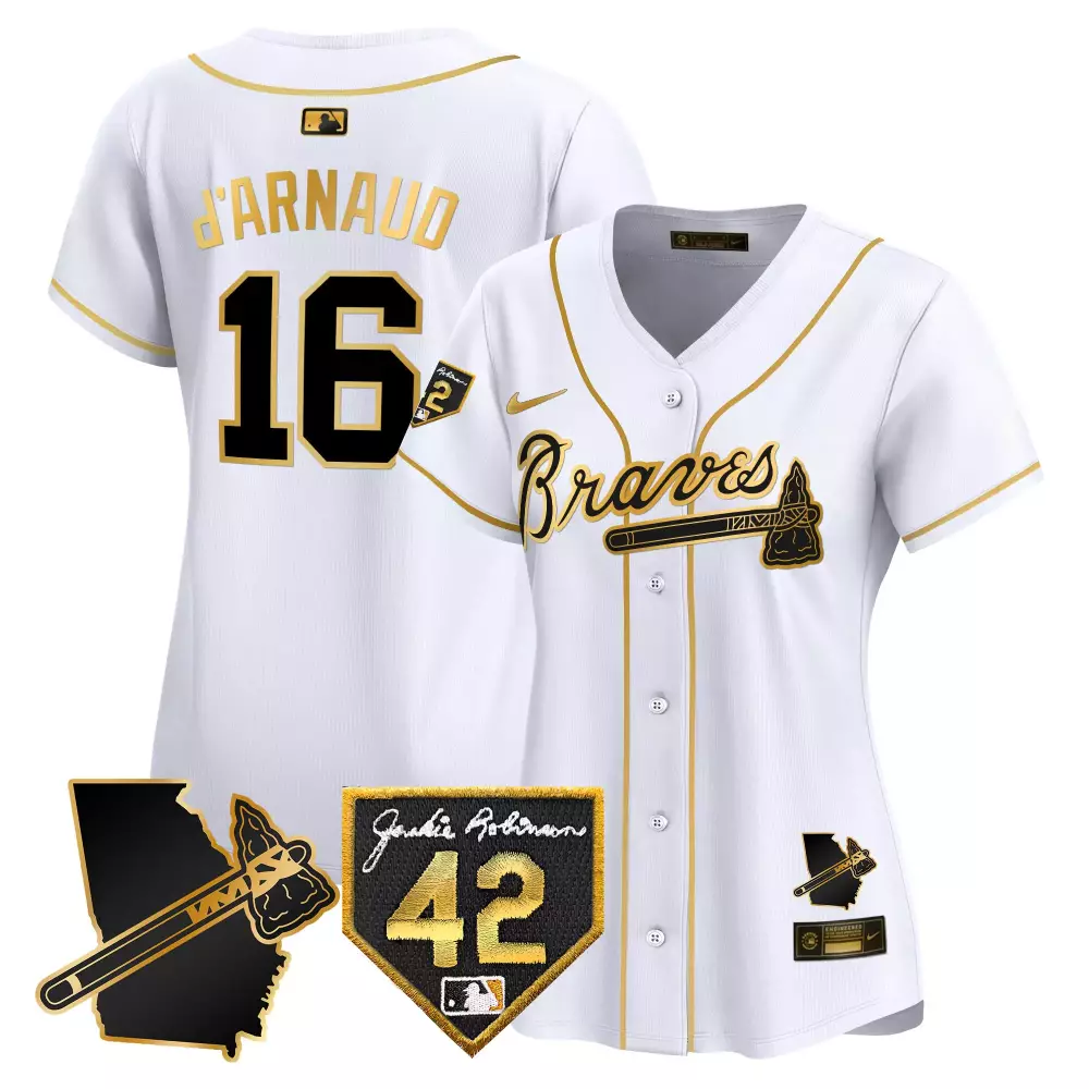 Travis d'Arnaud 16 Atlanta Braves 2024 Stitched Jersey | Jackie Robinson Patch | Limited Edition Fan Gear | For Men, Women & Youth