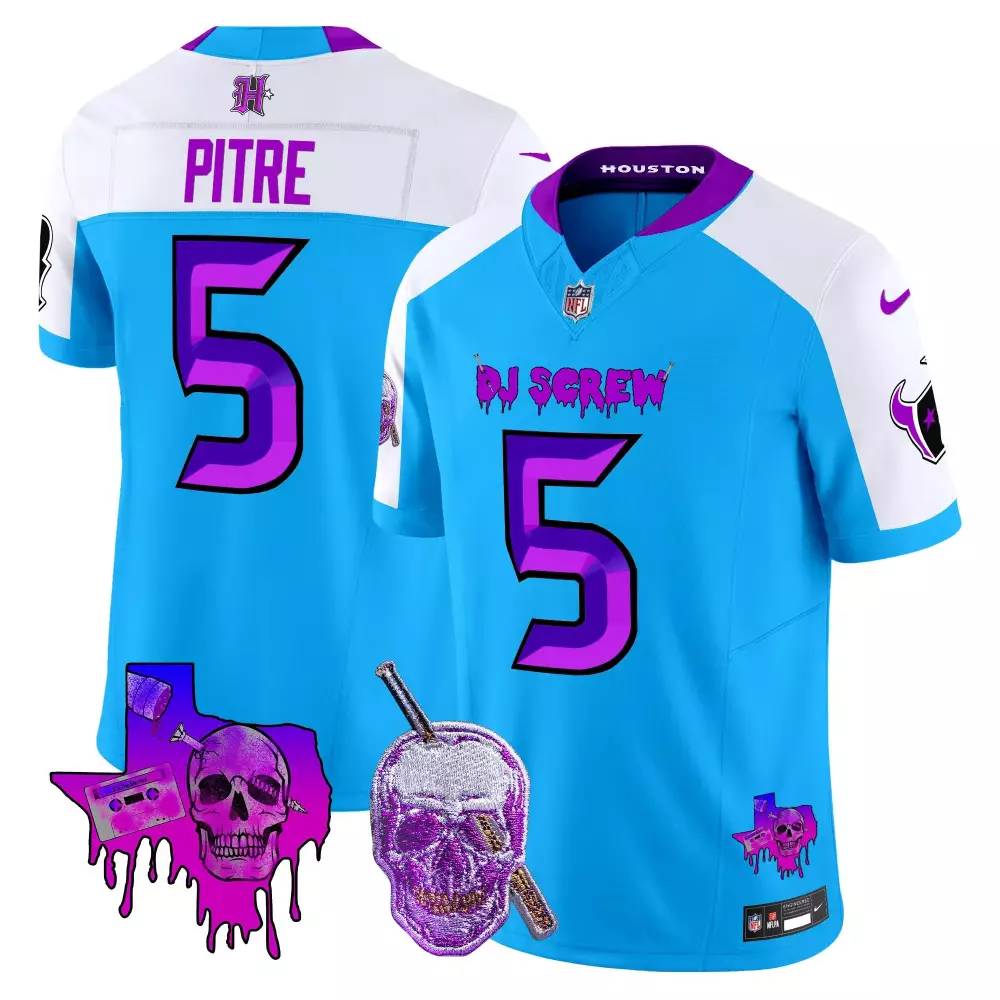 Dameon Pitre 5 Texans 2024 Navy All Stitched Jersey | Name Patch Fan Gear | For Men, Women & Youth