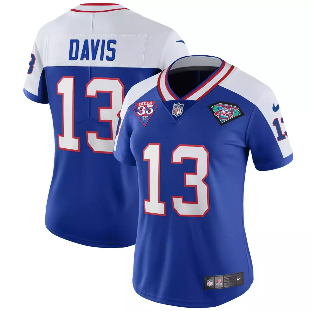 davis 13 buffalo bills women s all stitched vapor jersey 2023 red blue design