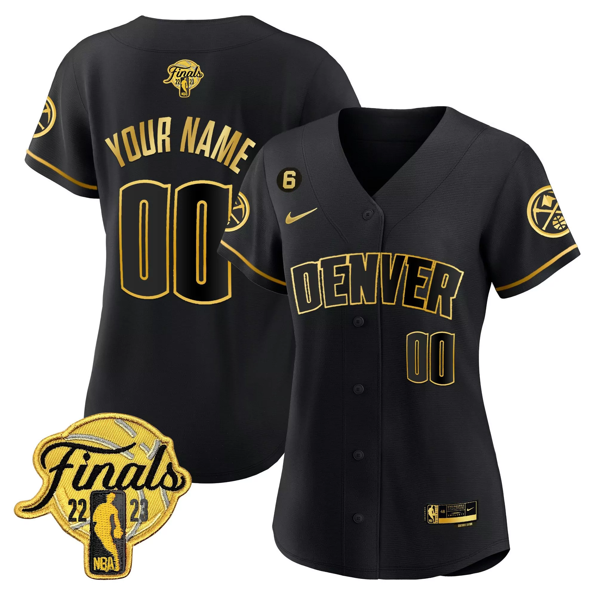 denver nuggets women s black 2023 finals custom name patch all stitched jersey