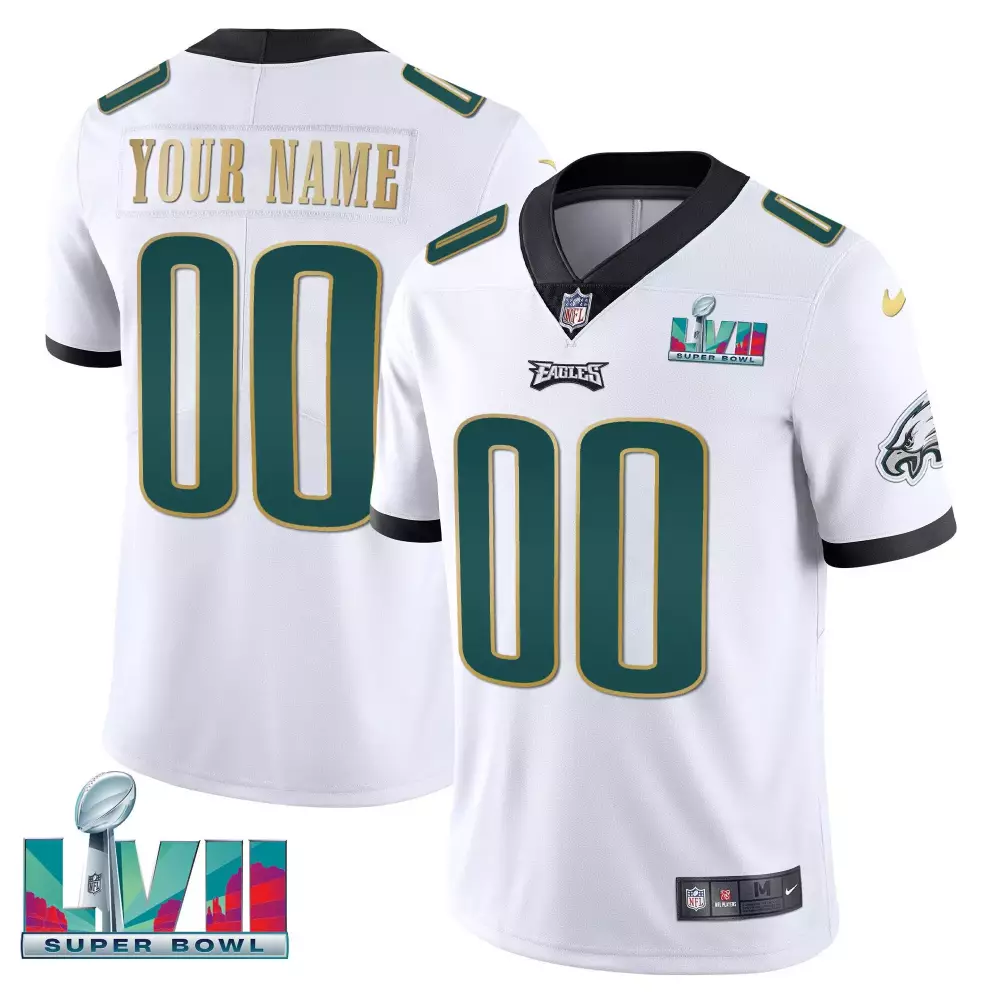 eagles super bowl white custom stitched jersey with name patch 2023 unisex style