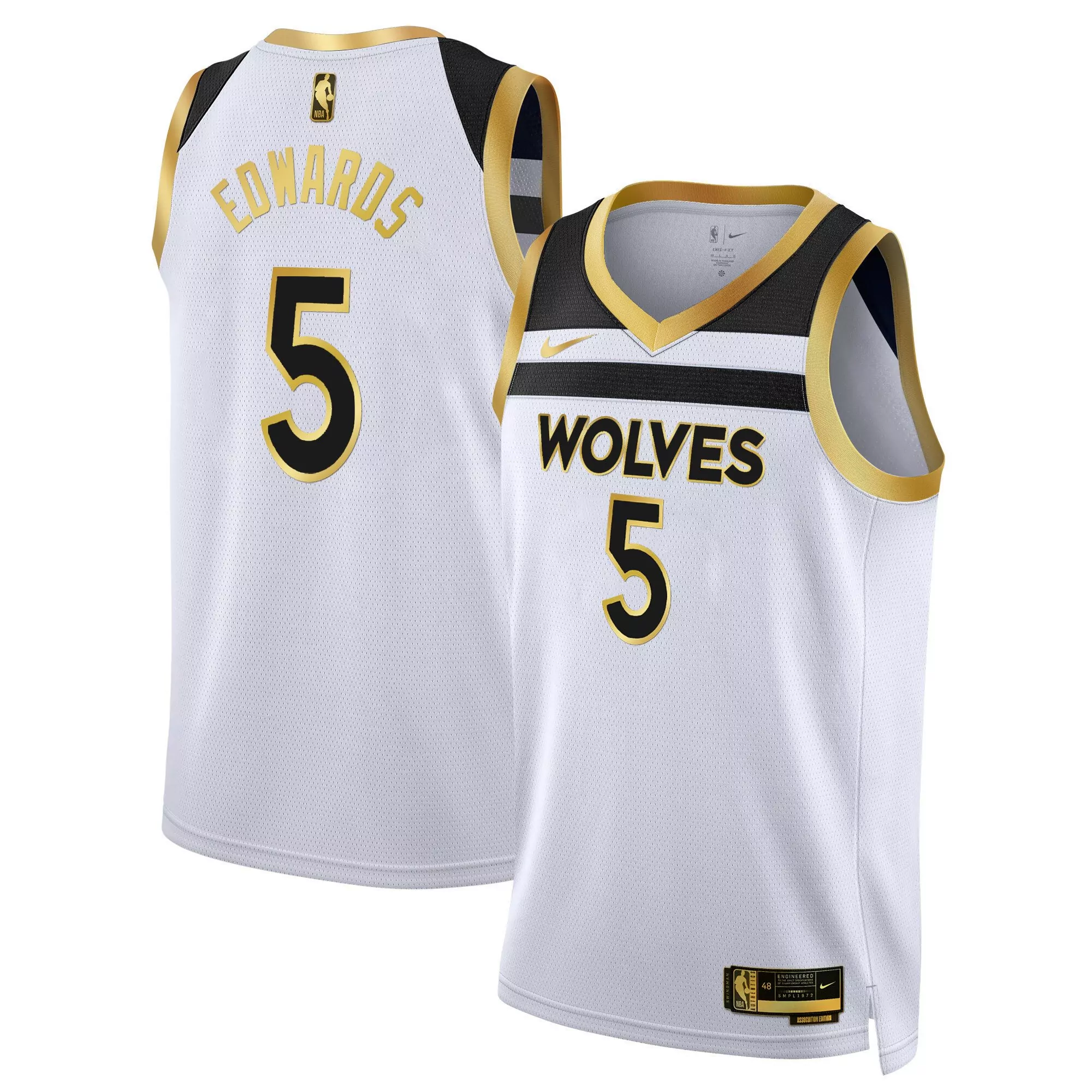 edwards 5 minnesota timberwolves white all stitched jersey men s style 2024 name patch
