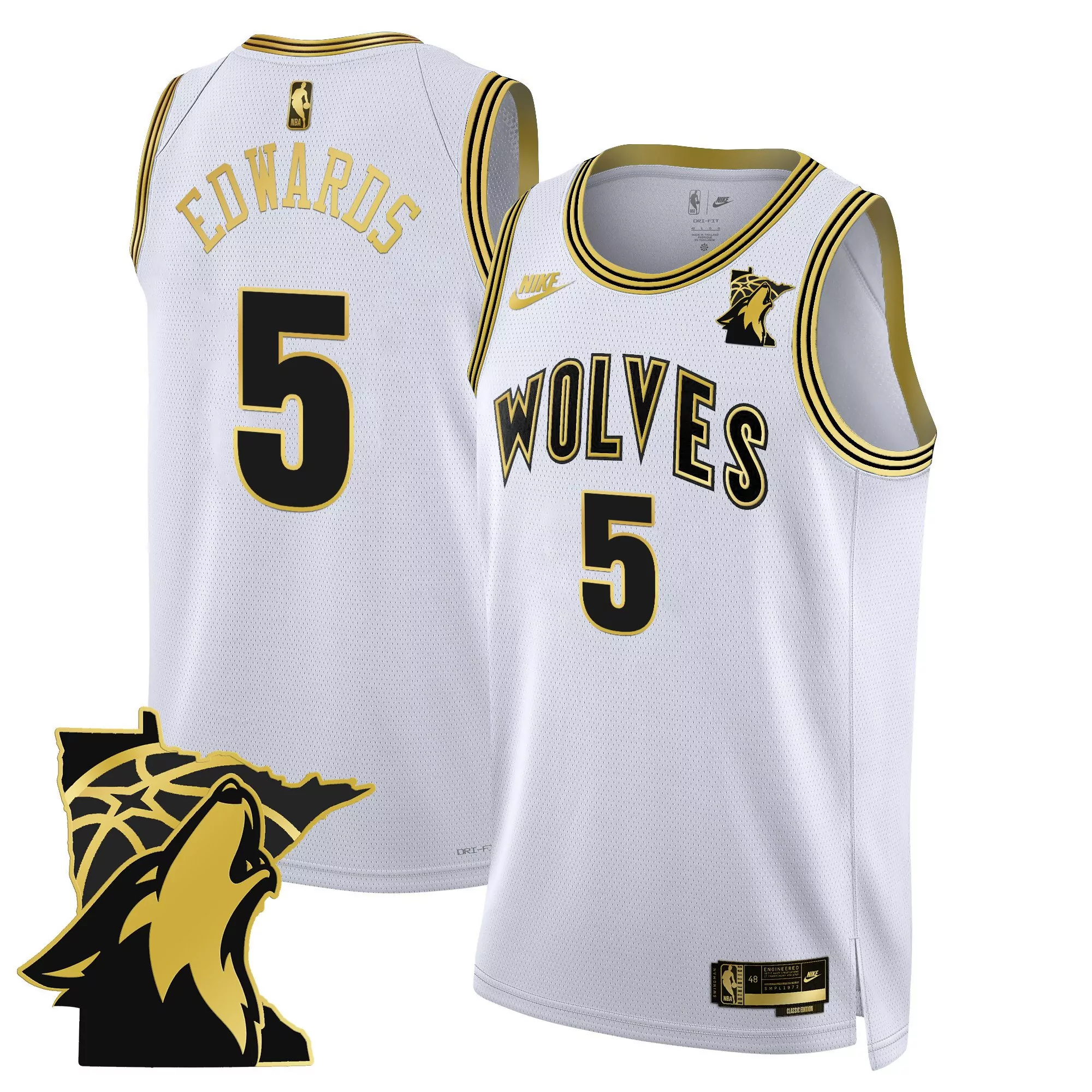 edwards 5 minnesota timberwolves white all stitched jersey men s style 2024 name patch