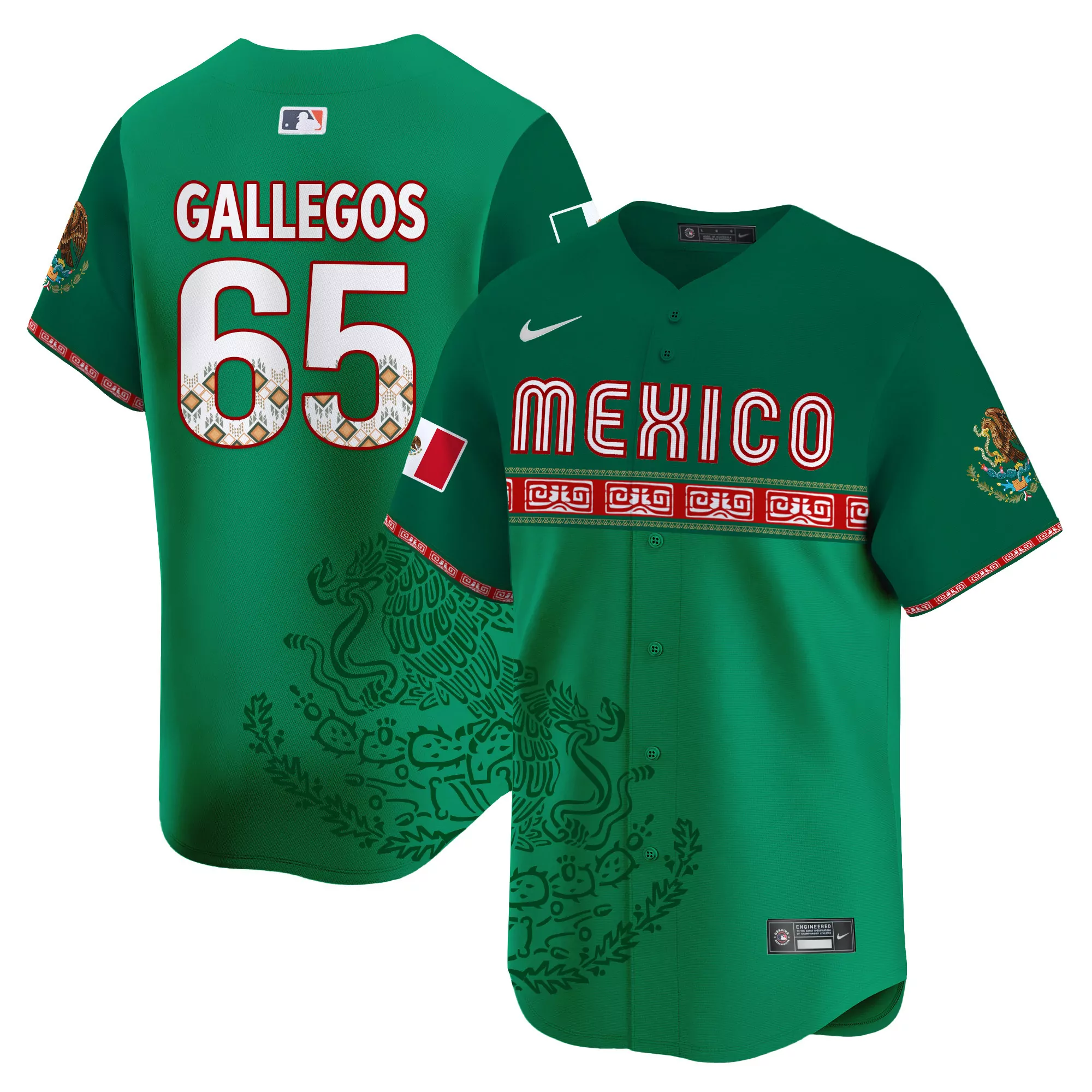 gallegos 65 mexico green all stitched jersey men s style name patch 2023