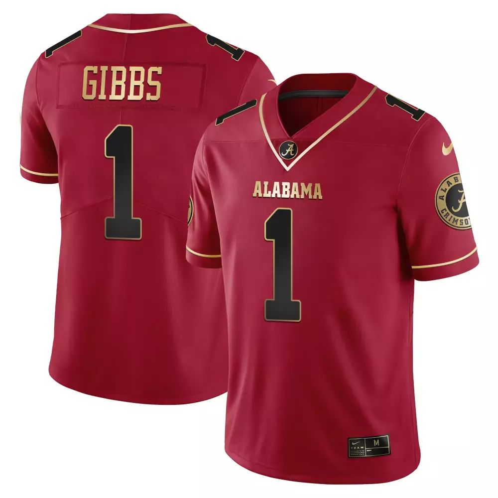 Gibbs 1 Alabama Crimson Tide Red All Stitched Jersey with Name Patch | Men's Style 2023 | Fan Gear for Men, Women & Youth