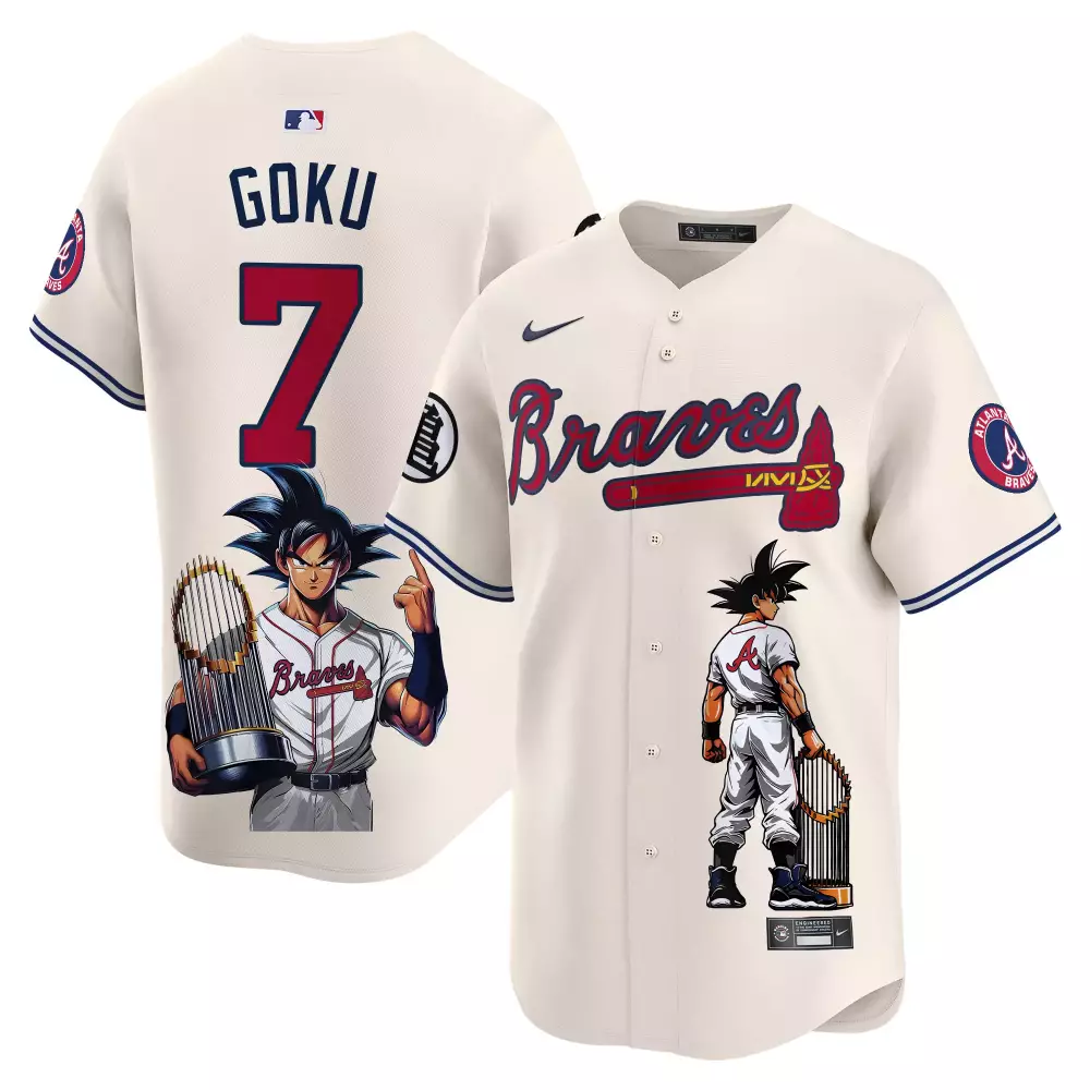 goku 7 atlanta braves 2023 men s all stitched vapor jersey navy blue limited edition