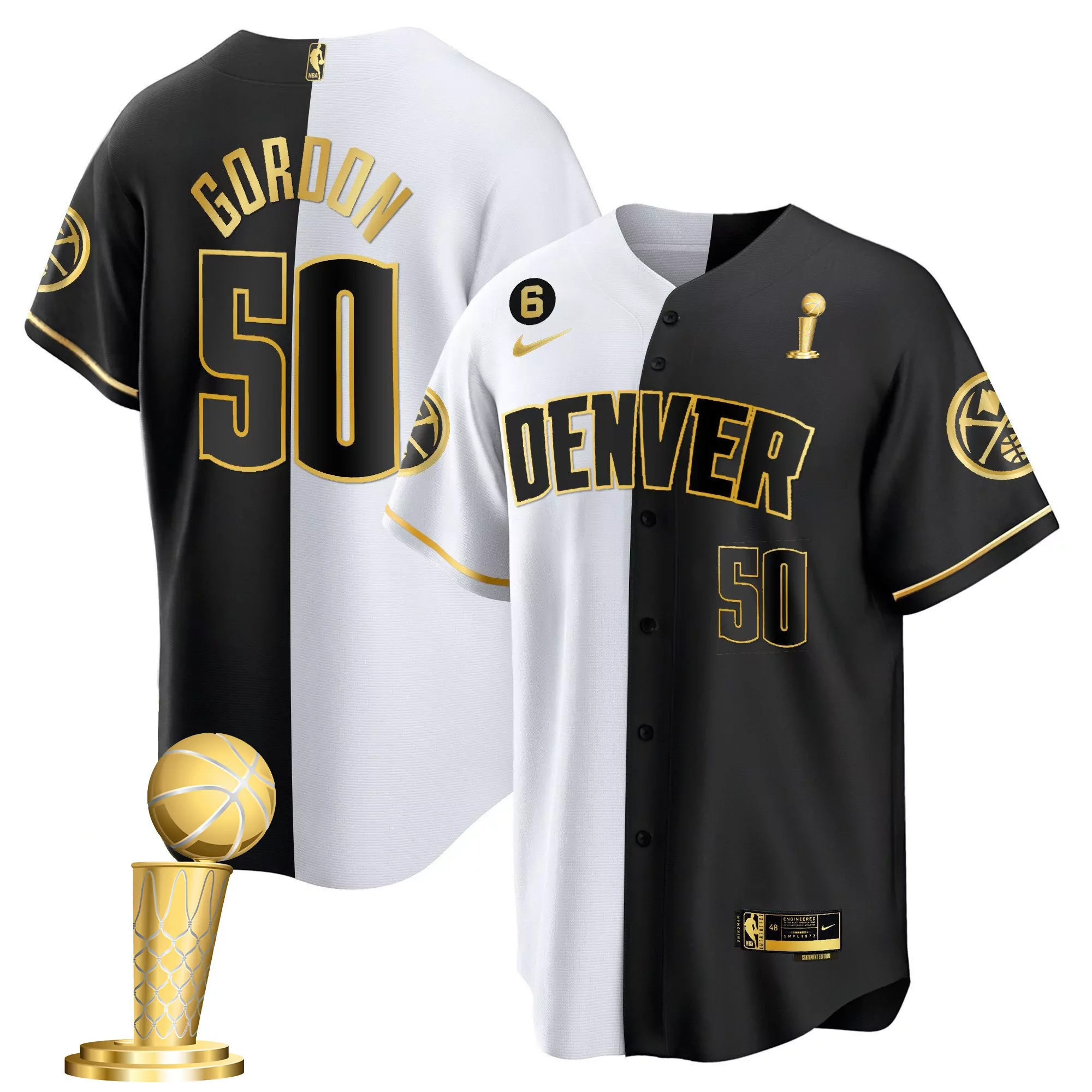 dikembe mutombo denver nuggets mitchell ness hardwood classics 1991 92 split swingman jersey royal gold