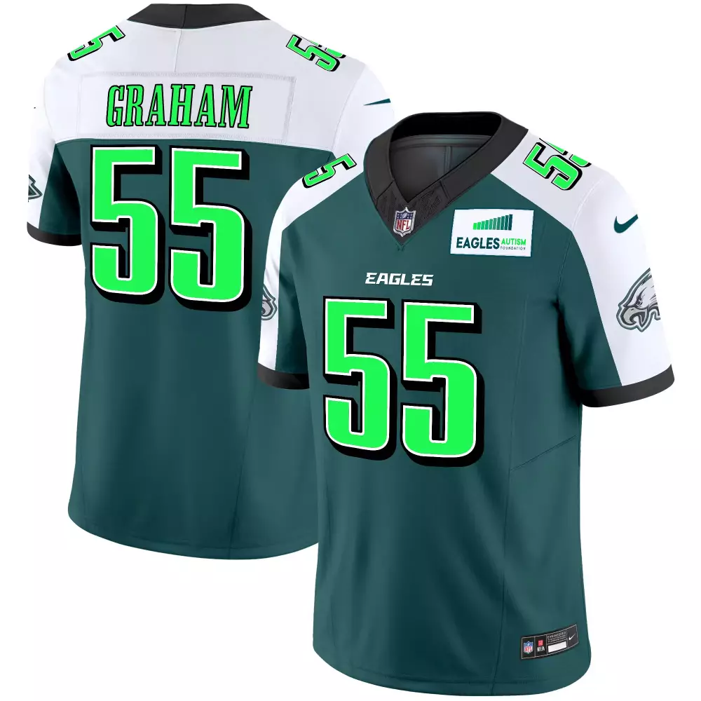 graham 55 philadelphia eagles 2023 men s stitched jersey with name patch in teal