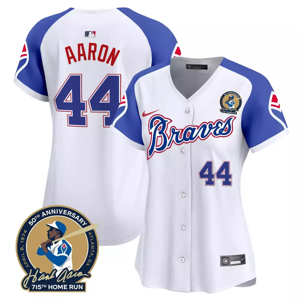 hank aaron 44 atlanta braves women s red all stitched jersey name patch 2024