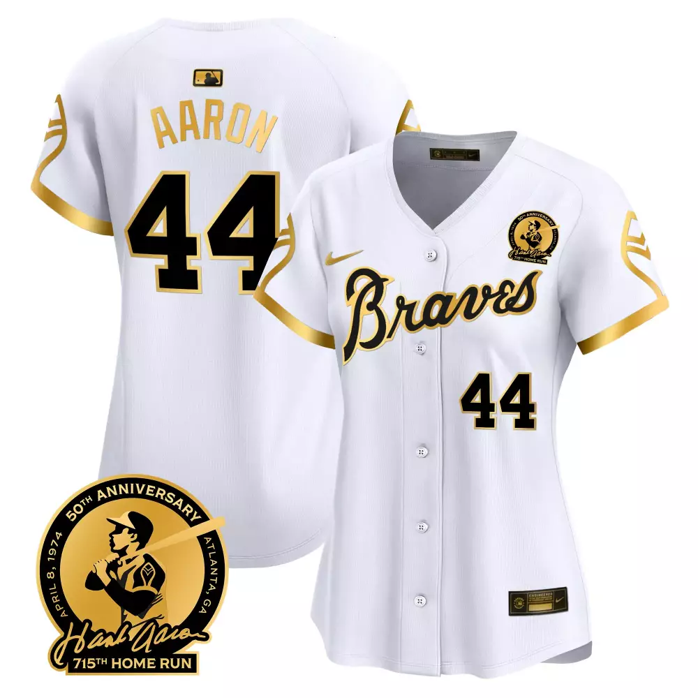 hank aaron 44 atlanta braves women s red all stitched jersey name patch 2024