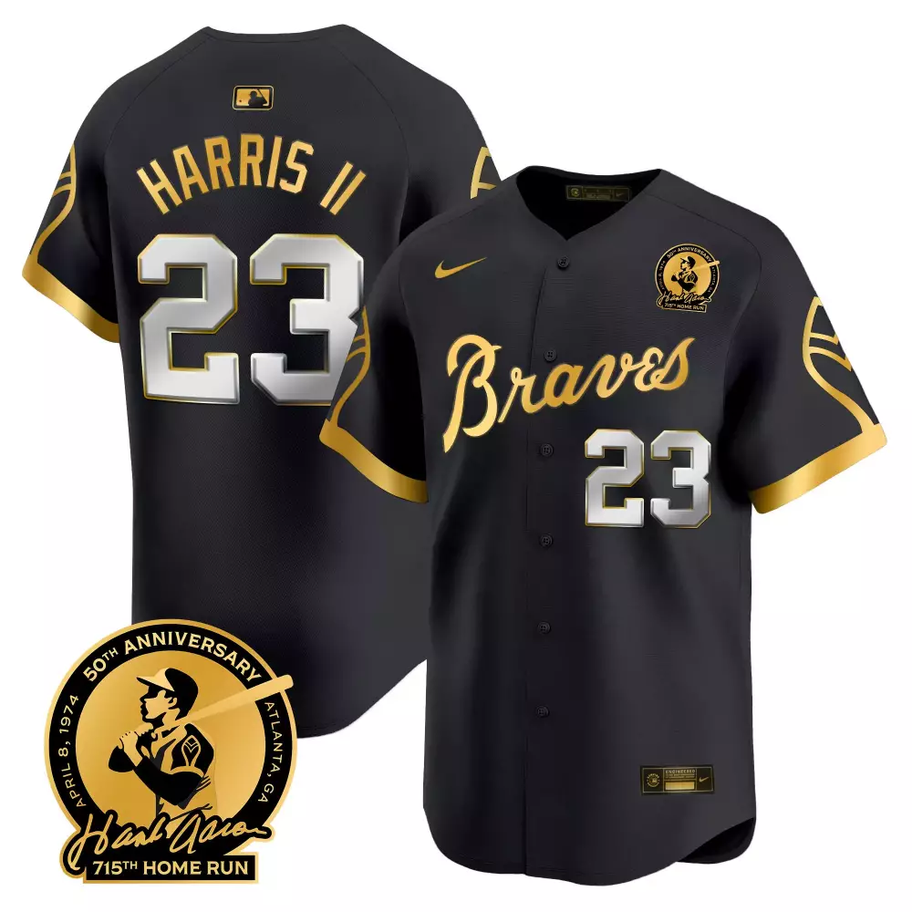 Harris II Atlanta Braves 2023 Black Outkast Jersey | All Stitched Women's Style with Name Patch | For Men, Women & Youth