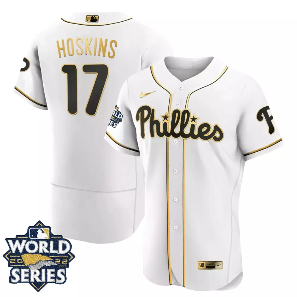 Hoskins 17 Philadelphia Phillies White Stitched Jersey | 2022 World Series Men's Style Name Patch | Celebrate the Game | For Men, Women & Youth