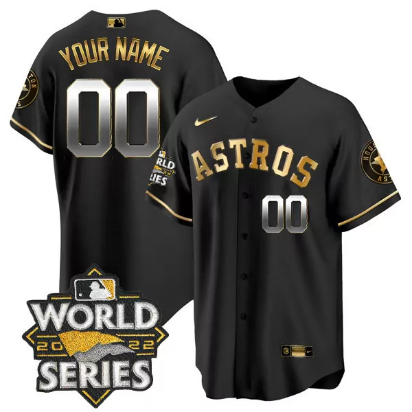 houston astros 2022 world series black custom name and number jersey all stitched male style