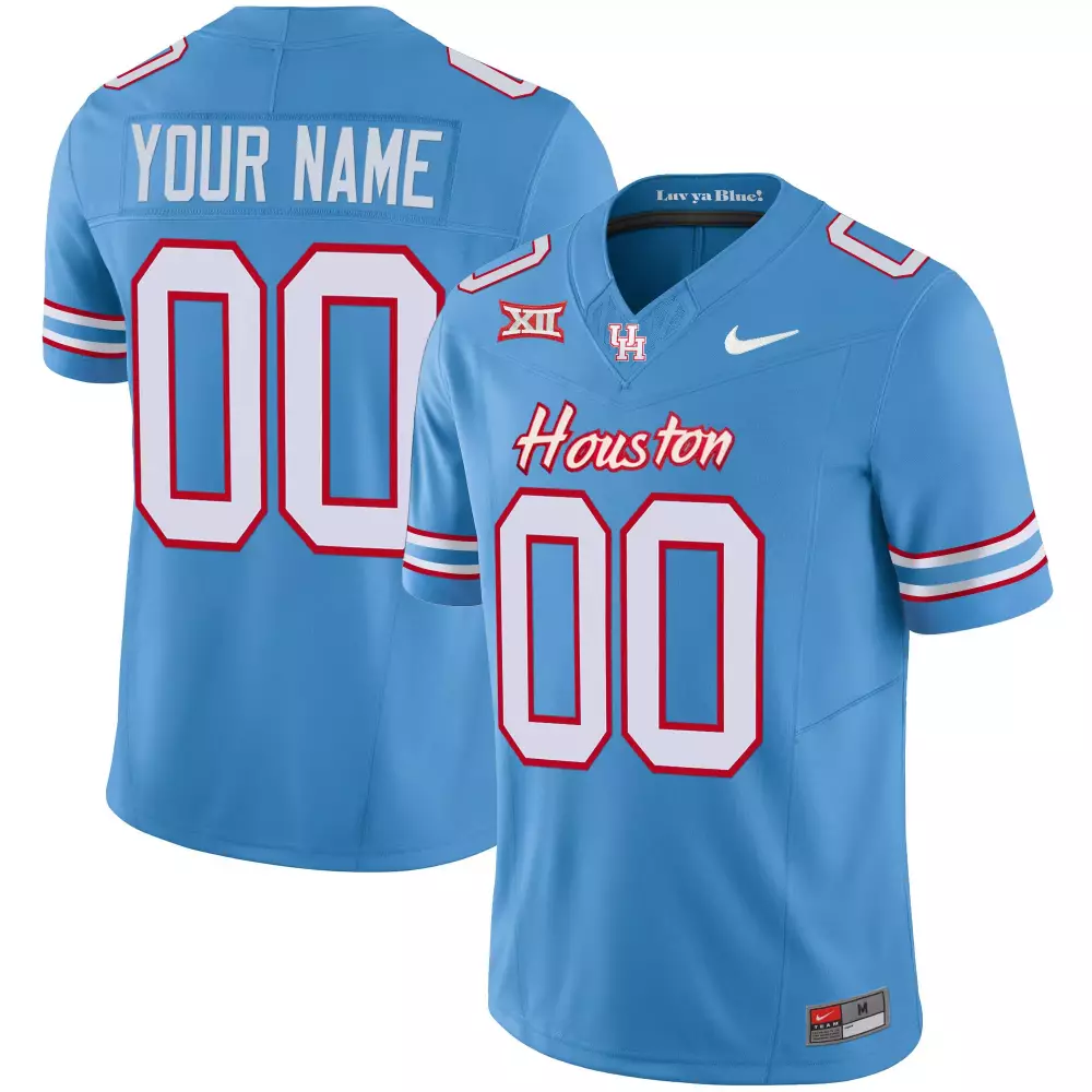 houston cougars custom blue jersey with xii patch and texas logo