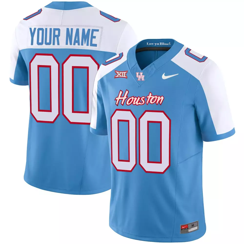 houston cougars light blue all stitched custom jersey with name patch 2023 men s style