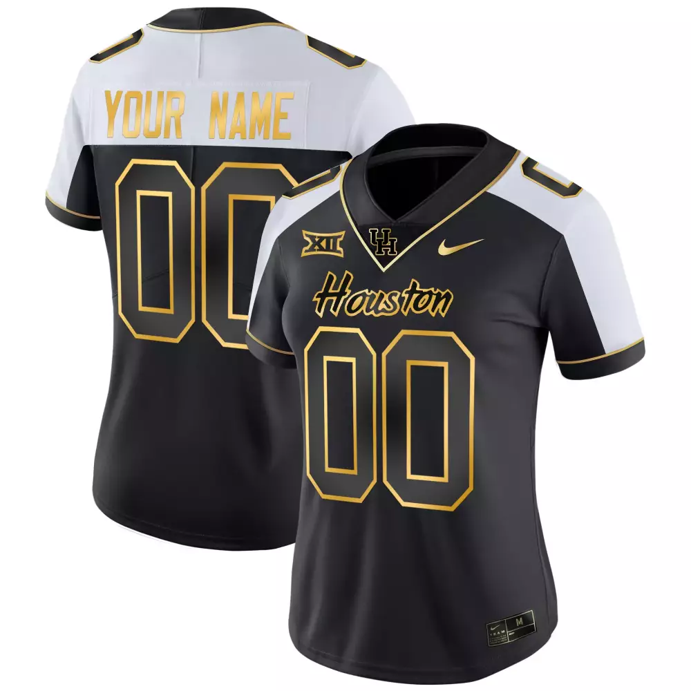 houston cougars women s black custom stitched jersey with name patch 2023 1