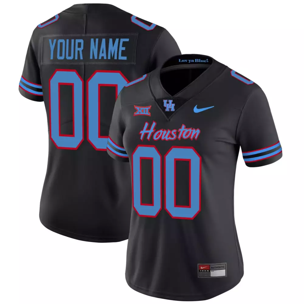 houston cougars women s black custom stitched jersey with name patch 2023 1