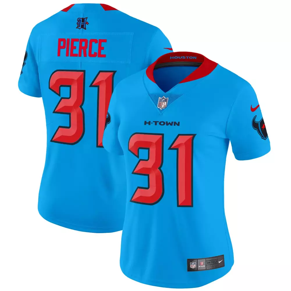 Pierce 31 Houston Texans 2024 Women's Blue All Stitched Jersey | Name Patch Edition | Fan Gear for Women, Men & Youth