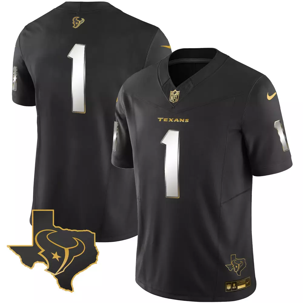 Houston Texans Black Stitched Jersey | 1 Name Patch Men’s 2023 Limited Style | Fan Gear for A