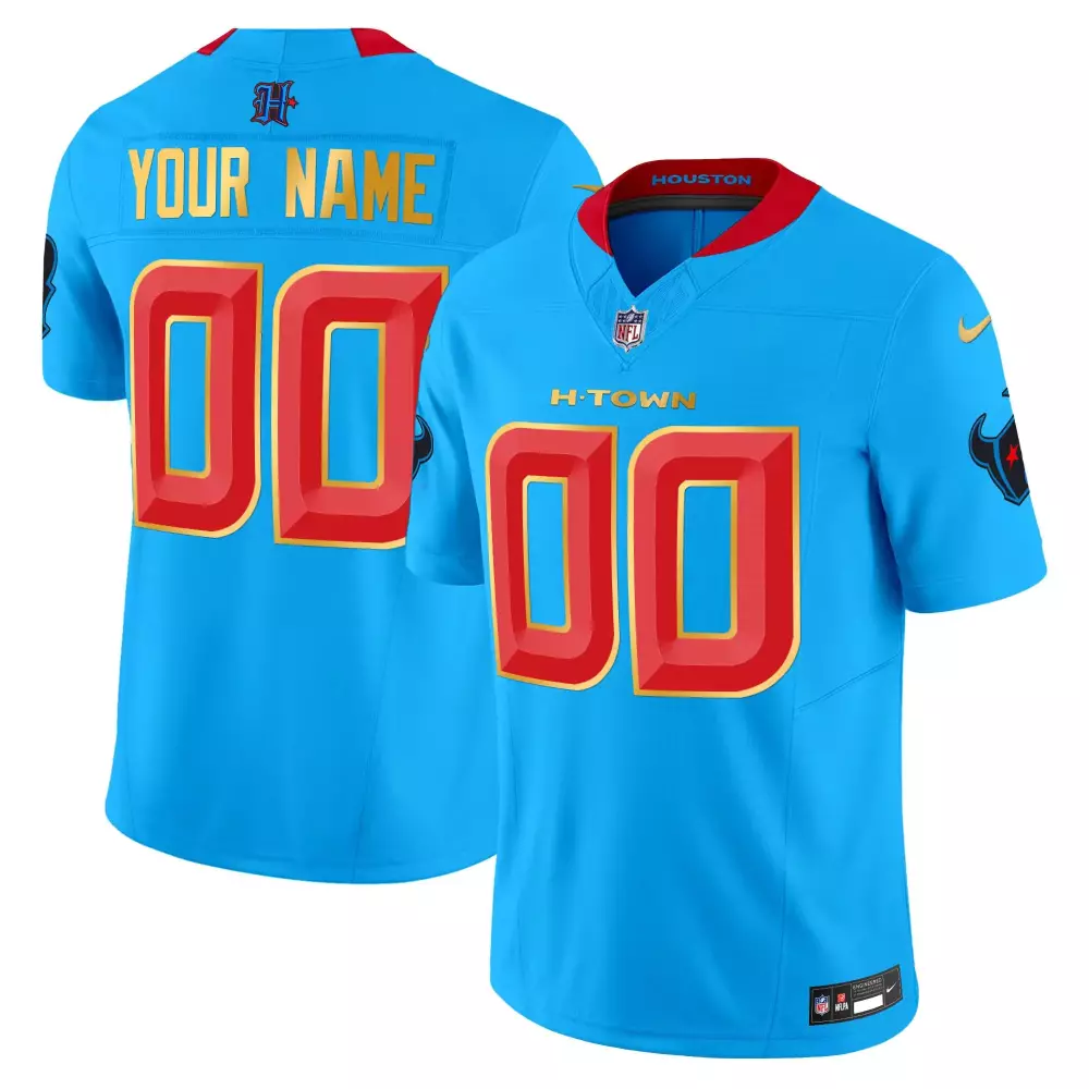 Houston Texans Custom Blue Jersey with H Town Patch | Personalized NFL Merchandise | For Men, Women & Youth