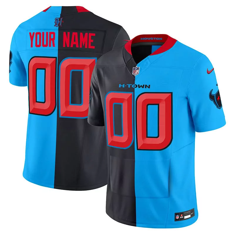 houston texans custom navy jersey with texas patch and stars design