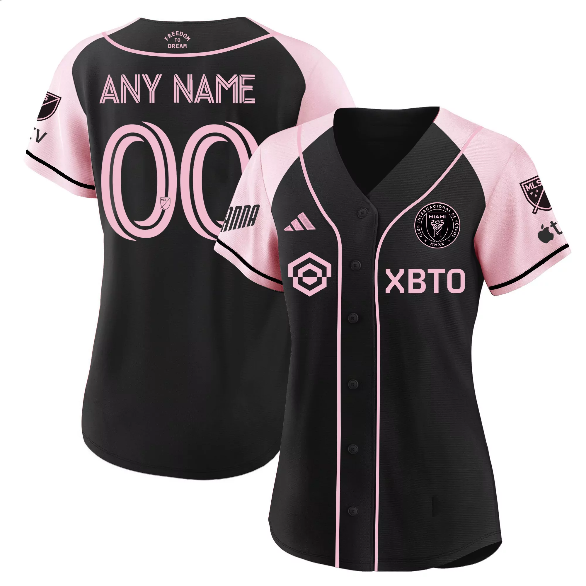 inter miami women s black all stitched custom jersey any name 00 with name patch 2023