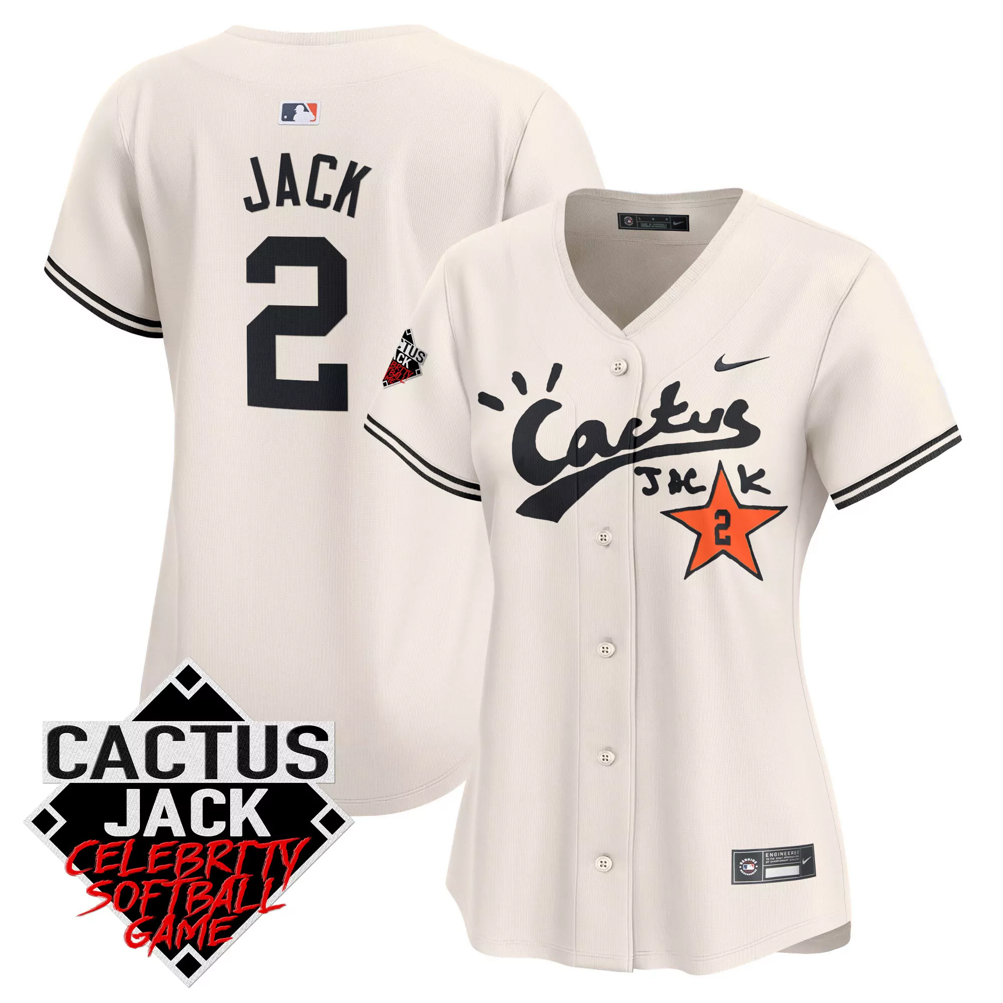 jack 2 cactus jack celebrity softball game cream stitched jersey men s style 2023