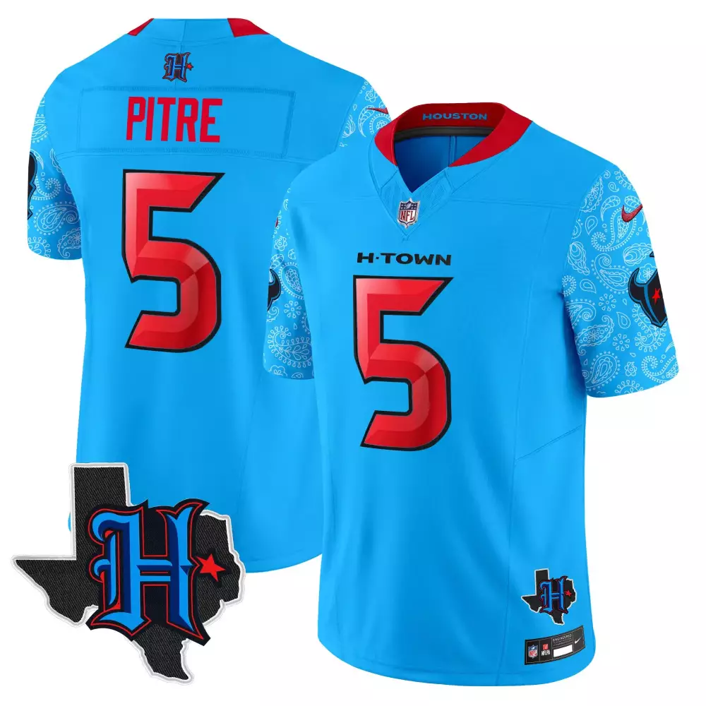 Jalen Pitre 5 Texans 2024 Gold Trim Vapor Limited Jersey | All Stitched Fan Gear | For Men, Women & Youth