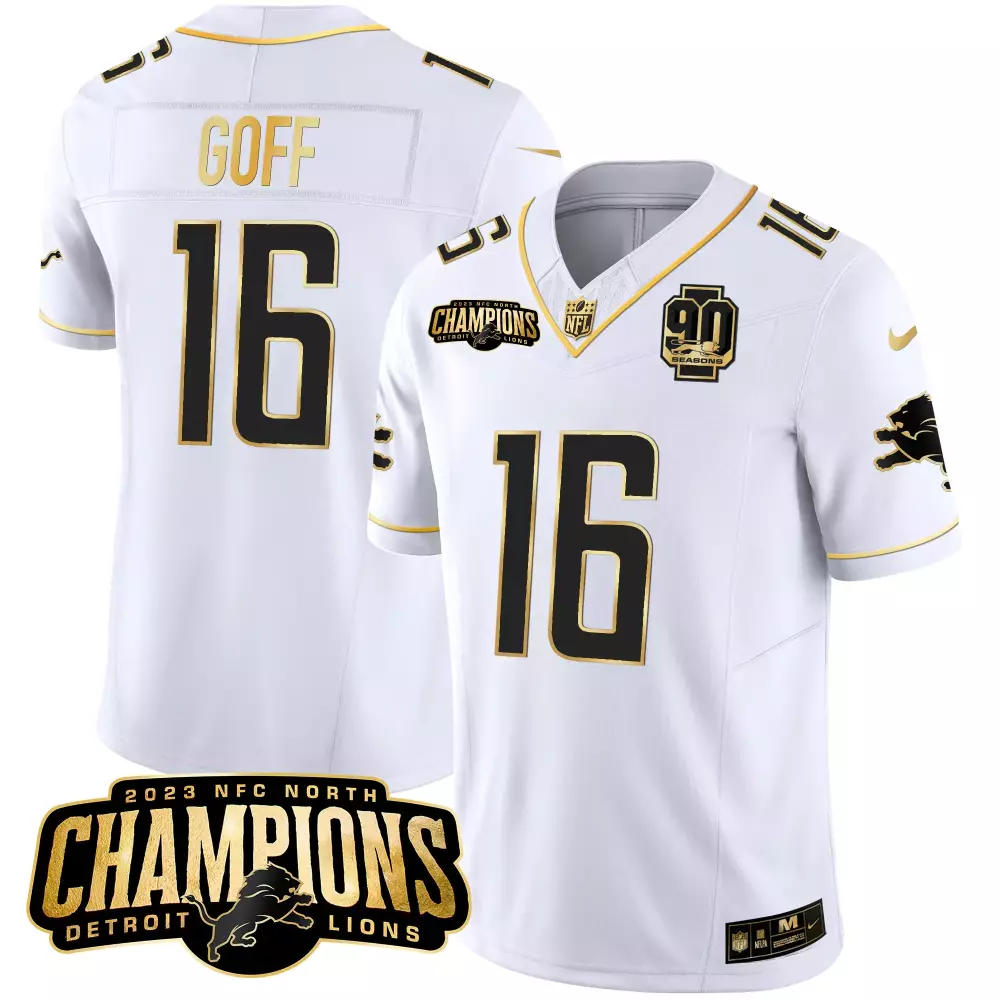 jared goff 16 detroit lions blue stitched jersey name patch men s 90th year