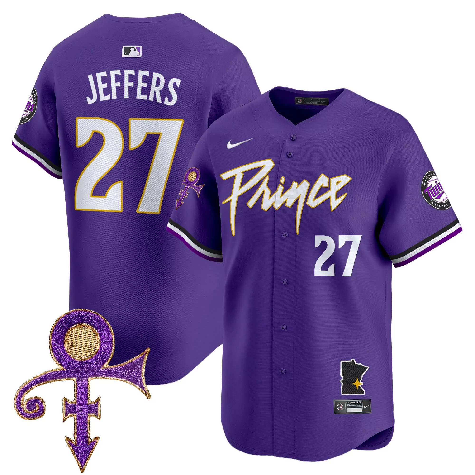 jeffers 27 minnesota twins purple stitched jersey name patch men s style 2023