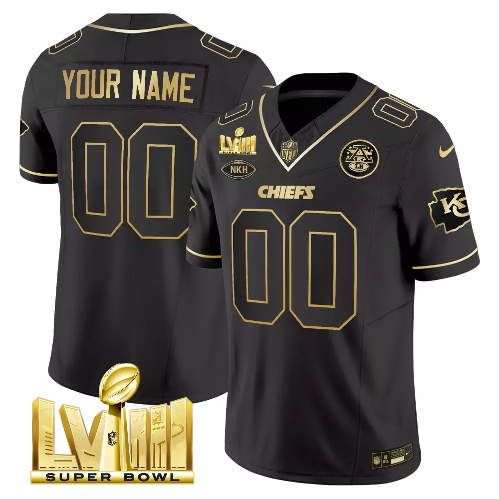 kansas city chiefs black custom stitched jersey 2023 with name patch for men