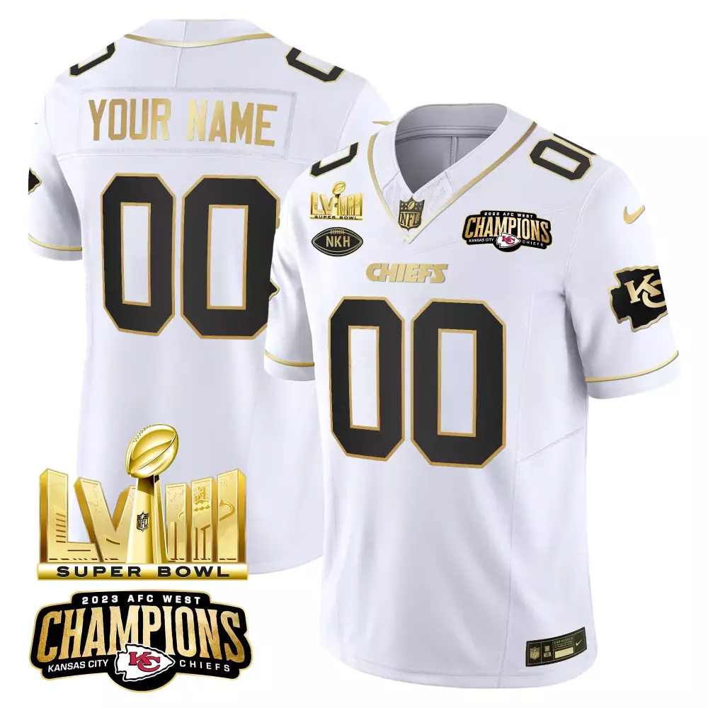 Kansas City Chiefs White All Stitched Jersey | Custom Name Patch Year 2023 for Men | Perfect Fan Gear for All Ages
