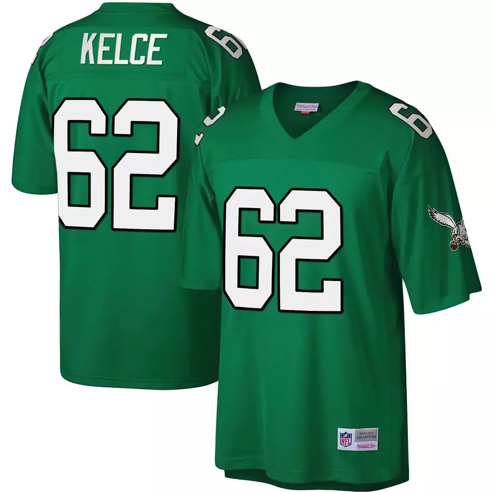 Kelce 62 Philadelphia Eagles Kelly Green Stitched Jersey | 2023 Men's Style with Name Patch | Fan Gear for Game Day | For Men, Women & Youth
