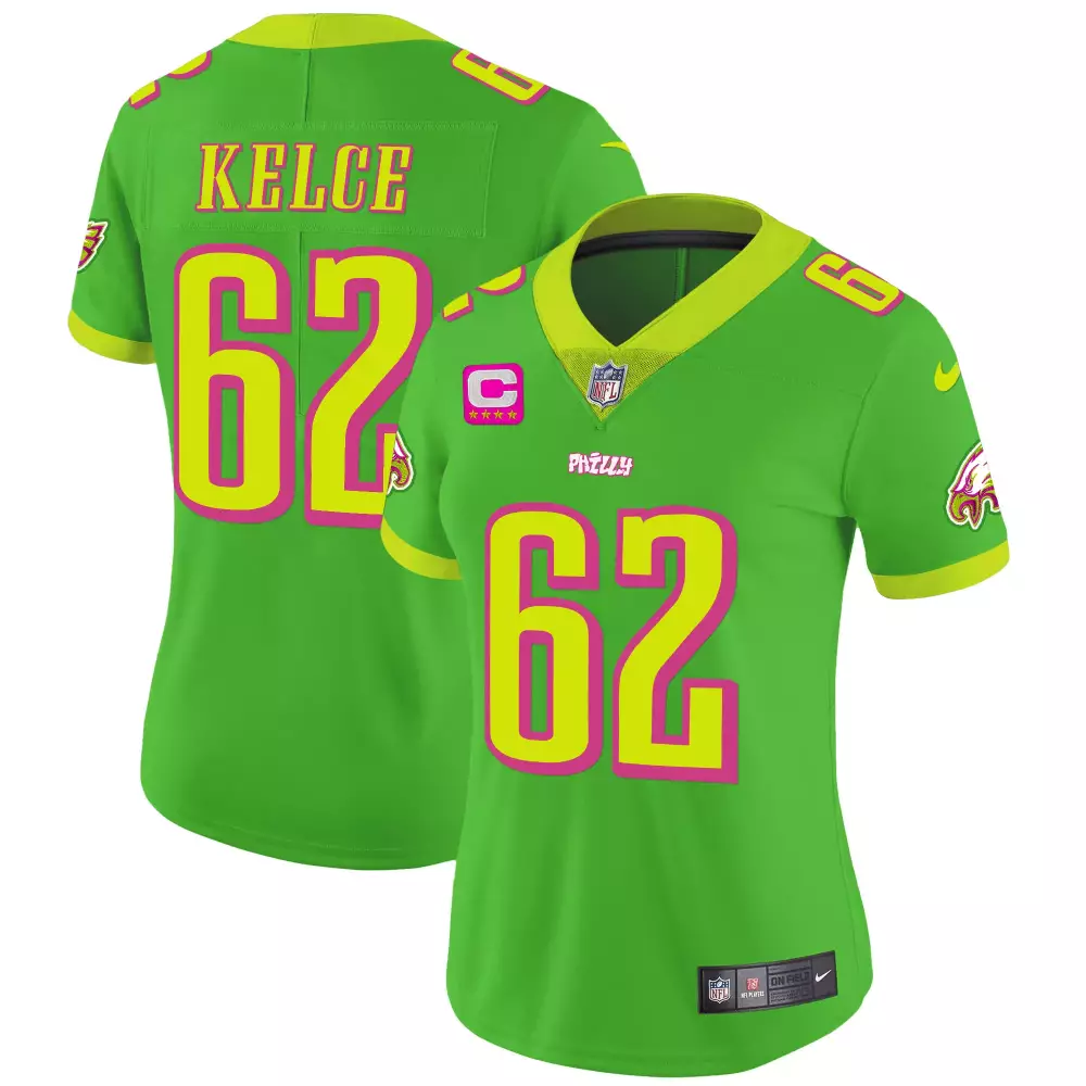 Kelce 62 Women's Green NFL City Edition Stitched Jersey | 2023 Name Patch | Limited Edition Fan Gear | For Women
