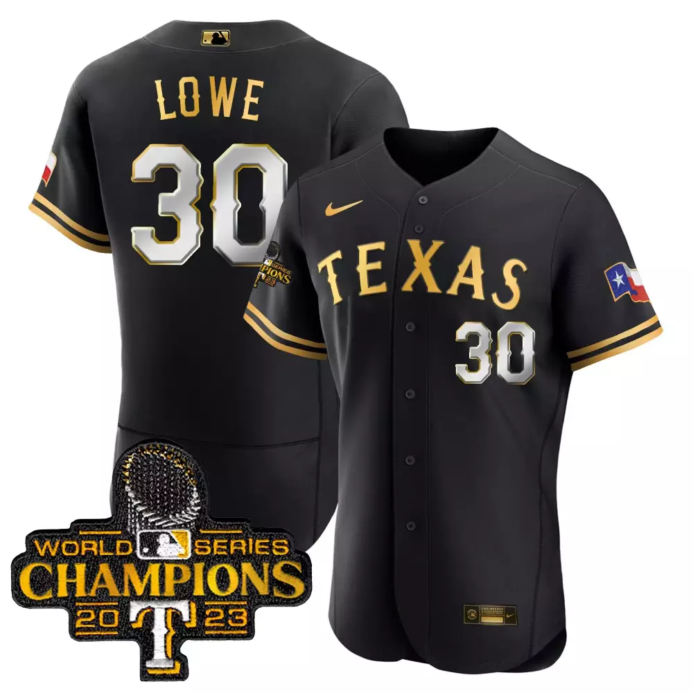 Lowe 30 Texas Rangers Black All Stitched Jersey | 2023 World Series Champions Men's Style Name Patch | Limited Edition | For Men, Women & Youth