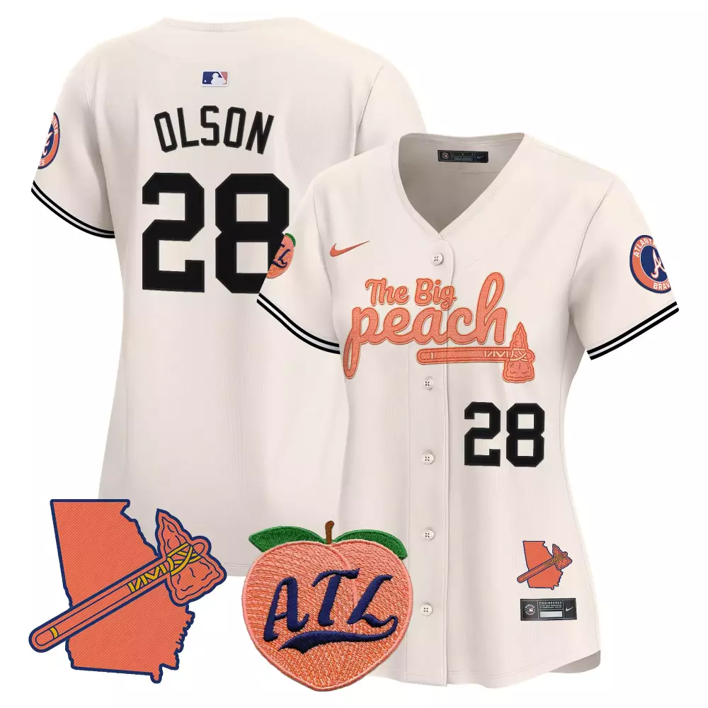 matt olson 28 atlanta braves women s cream stitched jersey the big peach 2023