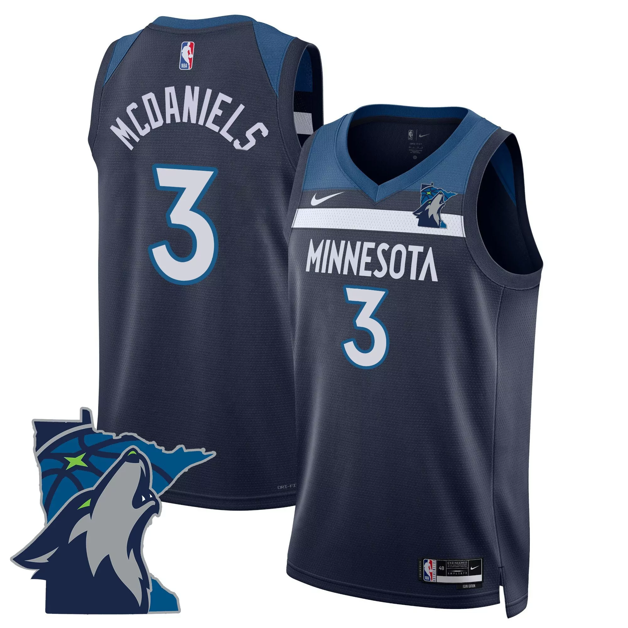 mcdaniels 3 minnesota timberwolves black stitched jersey name patch men s style 2023