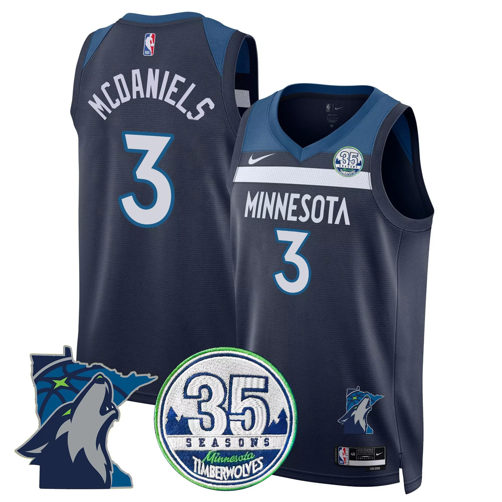 mcdaniels 3 minnesota timberwolves black stitched jersey name patch men s style 2023