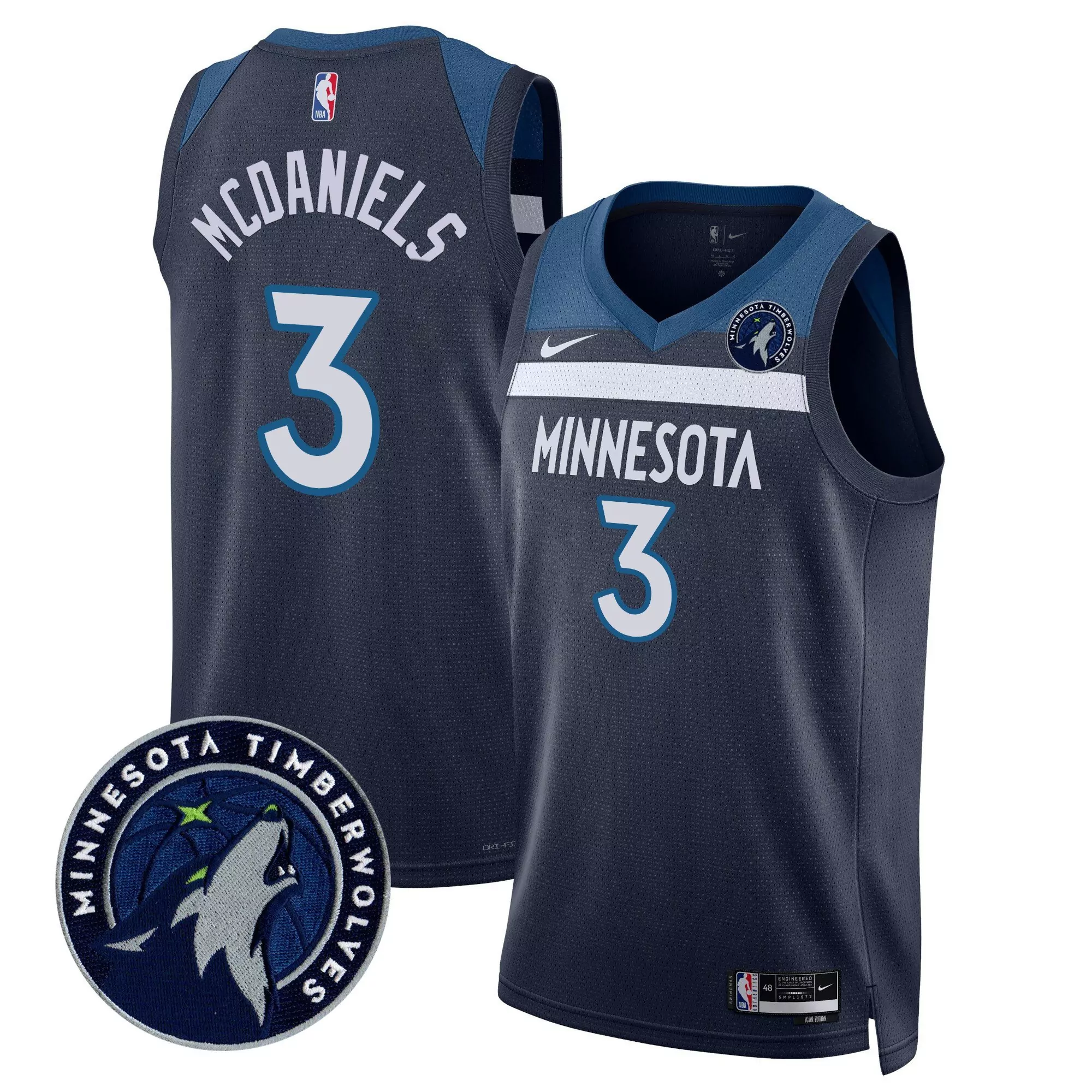 mcdaniels 3 minnesota timberwolves black stitched jersey name patch men s style 2023