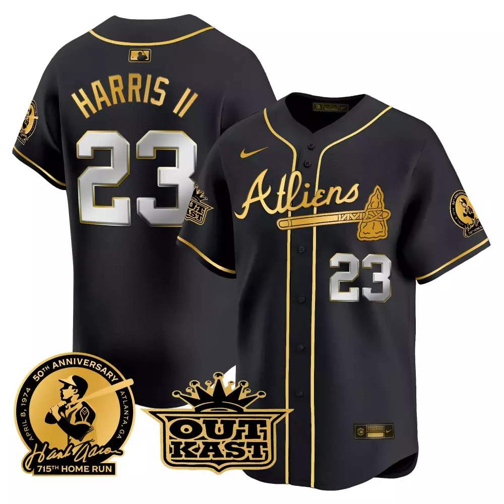 michael harris ii 23 atlanta braves black all stitched jersey name patch men s 2023