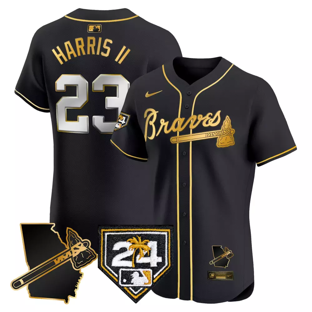 michael harris ii 23 atlanta braves black all stitched jersey name patch men s 2023