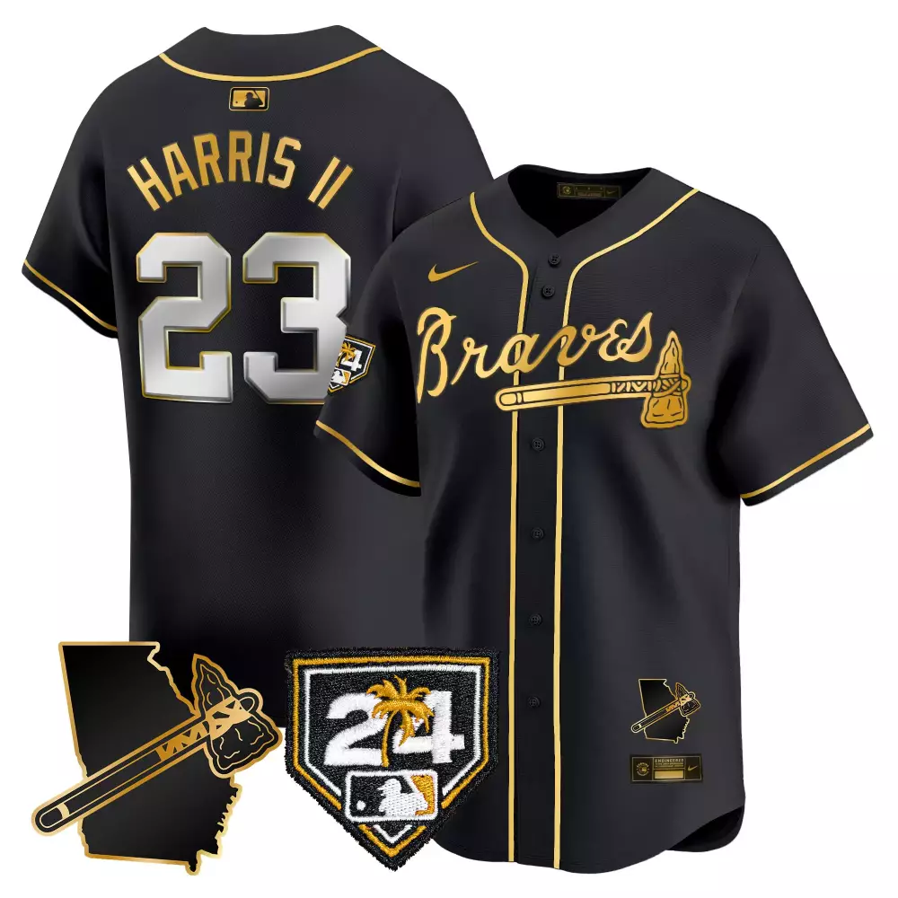 michael harris ii 23 atlanta braves black all stitched jersey name patch men s 2023