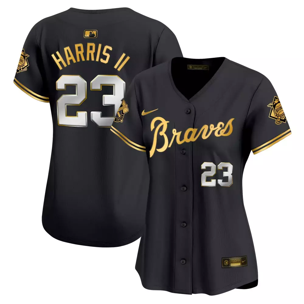 michael harris ii 23 atlanta braves black all stitched jersey name patch men s 2023