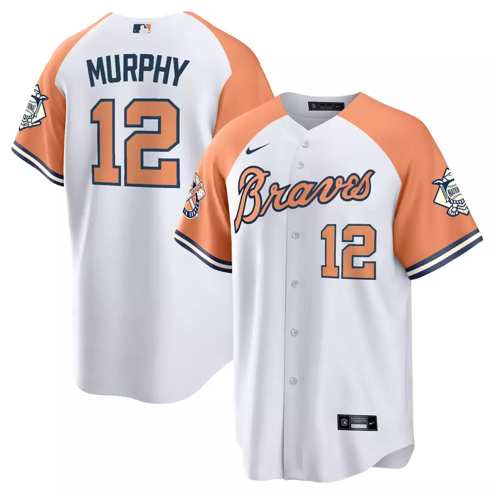 murphy 12 atlanta braves 2023 women s all stitched vapor jersey peach colorway