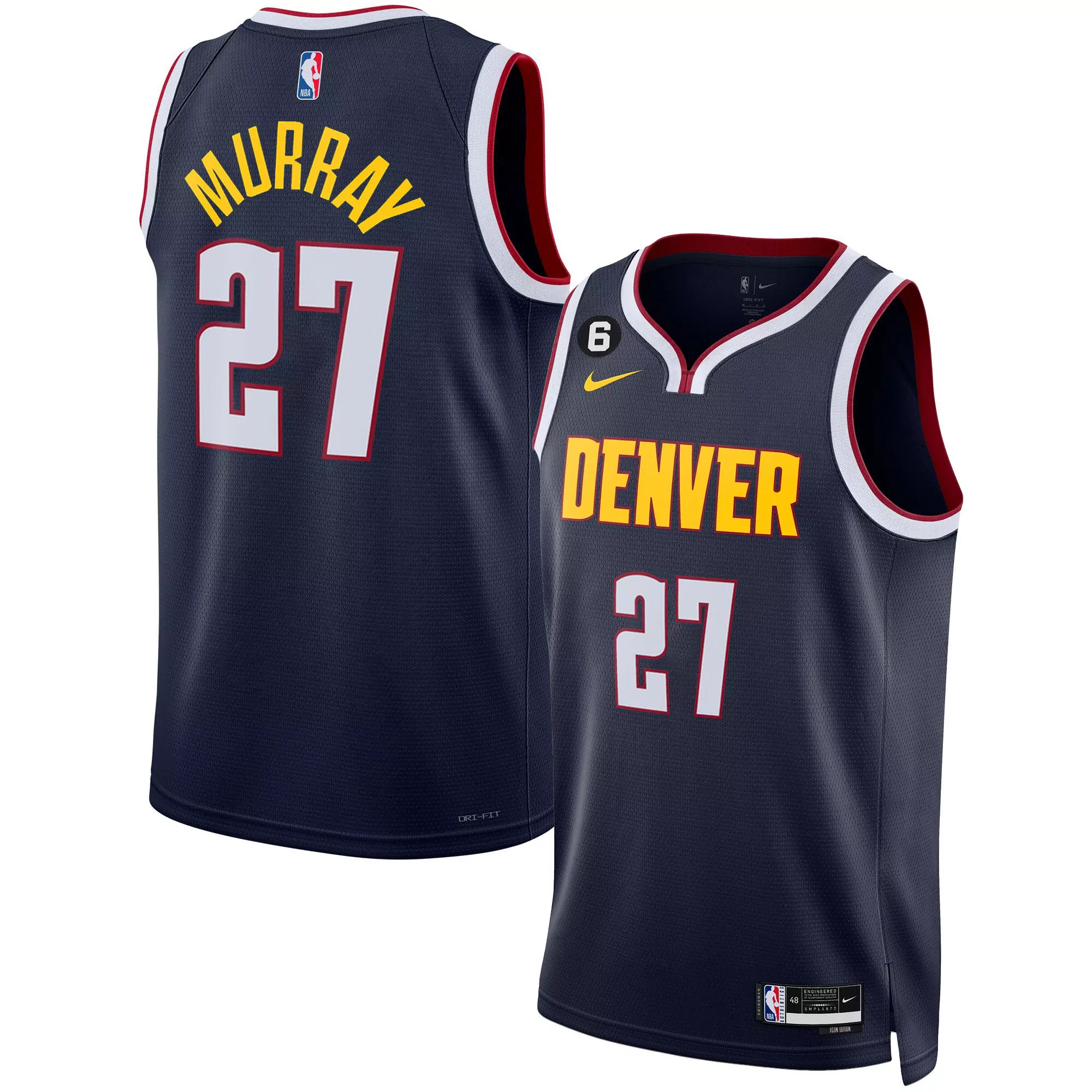 murray 27 denver nuggets 2023 women s black all stitched vapor jersey finals patch