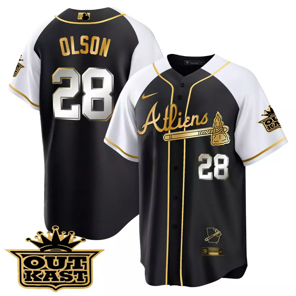 olson 28 atlanta braves black stitched jersey men s 2024 spring training name patch