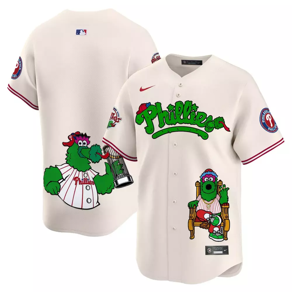 phillies cream stitched jersey name patch unisex 2023 phillies phanatic style