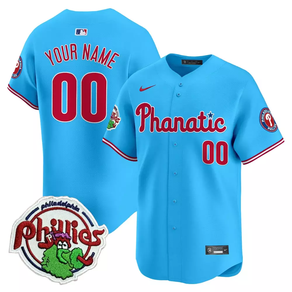 phillies phanatic custom jersey all stitched blue 2023 men s name patch
