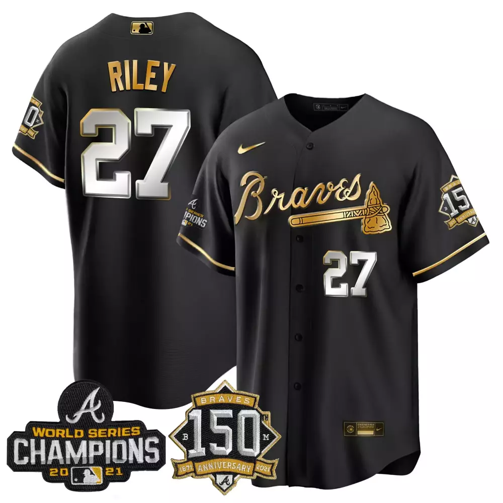 riley 27 atlanta braves black stitched jersey men s outkast style name patch 2023
