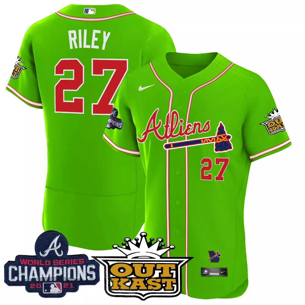 Riley 27 Atlanta Braves 2021 Men's All Stitched Vapor Jersey | White Champions Edition Fan Gear for Men, Women & Youth